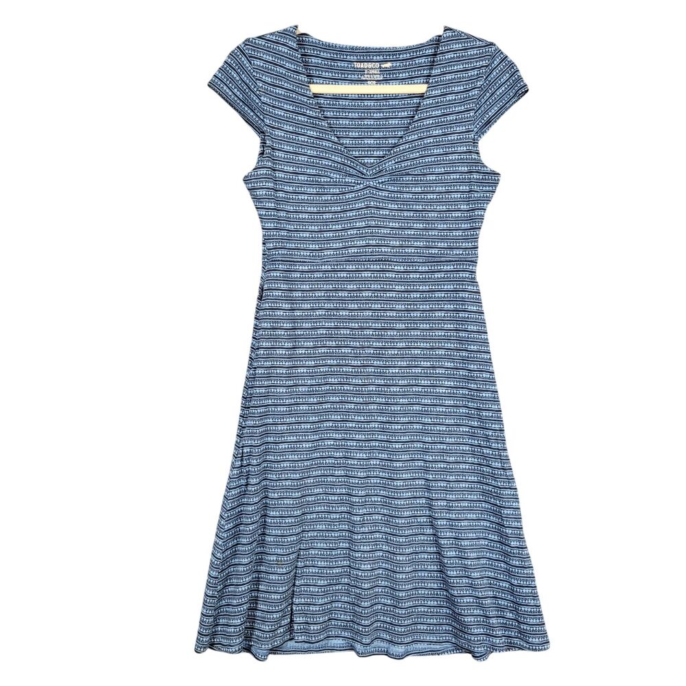 TOAD & CO Blue Striped Rosemarie Organic Cotton Cap Sleeve A-Line Dress SIZE XS